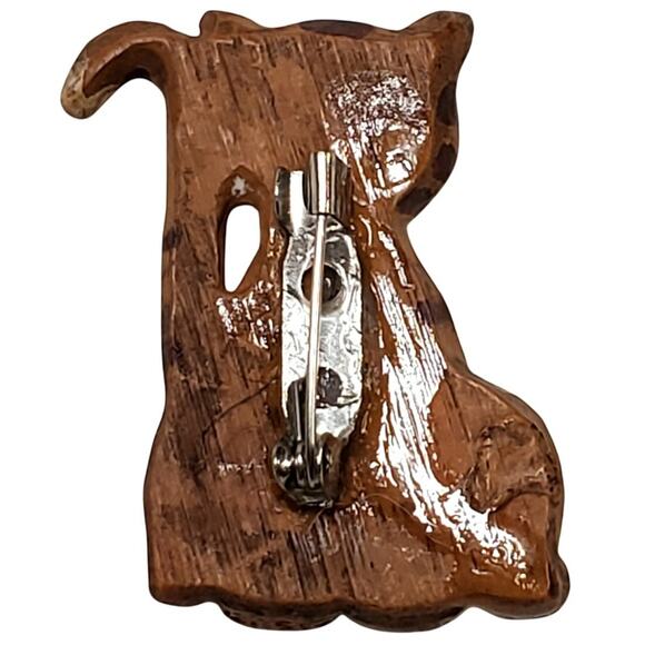 Suzi Skoglund Pin 1.5" Vtg Brooch Blossom Bucket Orange Tabby Cat Signed - Picture 2 of 4